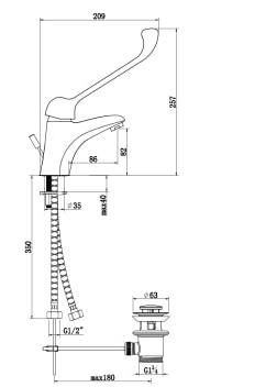 Turkuaz Medical Lavabo Bataryası 9FA156W99N10